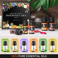 Ensemble d'huiles essentielles naturelles pures de 20ml de marque privée comprenant un arbre à thé d'eucalyptus, romarin, lavande, rose, oud pour diffuseur d'arômes.