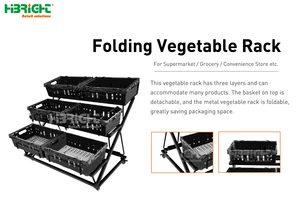 ชั้นวางผักแบบพับได้กรอบโลหะสำหรับวางผักซูเปอร์มาร์เก็ต - Product Image 3