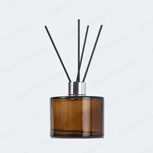 High Quality Home Aromatherapy Reed Diffuser Bottle 100ml 200ml Amber Color Reed Fragrance Bottle With Lid