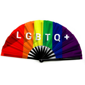 Abanico Plegable de Bambú Grande Personalizado QM Pride, Abanico de Mano de Seda y Bambú - Product Image 1
