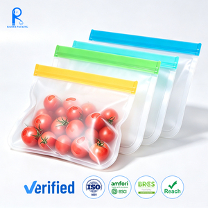 Sacs de congélation personnalisés imprimés sans BPA en PEVA, résistants au lave-vaisselle, étanches, avec double fermeture éclair, pour sandwichs, réutilisables, pour le stockage des aliments - Product Image 1