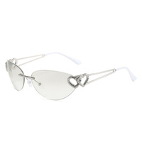 Twooo 3593 nouvelle mode Y2K sans monture coeur décoration femmes lunettes de soleil 2023