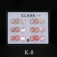 Kit de vernis gel UV/LED effet œil de chat 6 couleurs rose nude, translucide, avec perles de verre magnétiques et nuancier