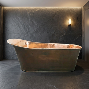 Baignoire ovale de luxe en cuivre, double baignoire autoportante au design moderne pour villas et salles de bain - Product Image 1