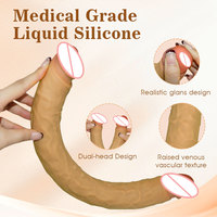 Sex Toy Réaliste en Silicone Liquide Doux pour Femmes, Vibromasseur Électrique Double Tête Longue Forme Pénis pour Femmes