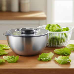 Oxo Salad Spinner Steel Bowl with Lid and <b>Basket</b> <b>Dishwasher</b> Safe Salad Tools for Fresh Greens - Product Image 3