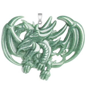 Colgante Infantil de Jade Natural Genuino Tridimensional Plateado, Diseño de Dragón Celestial, Cuentas Verdes de Jade Feicui, Recuerdo de Jade de Grado Hielo - Product Image 1