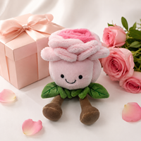Peluche rose mignonne en forme de rose, fleur brodée en polyester et coton PP, cadeau d'anniversaire
