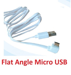 White 90 Degree Left Angled Micro <strong>USB</strong> <strong>Charging</strong> <strong>Cable</strong> with PVC Jacket Flat Ribbon <strong>USB</strong> Data Cord for Camera and Computer - Product Image 2