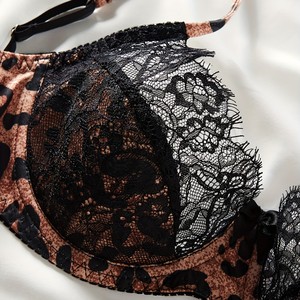 Hot Selling Sexy Hot Girl Underwear 2 Pieces Lace Leopard Pushup Bra & Brief Sets Lingerie for Ladies - Product Image 4