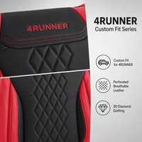 Housses de siège 4Runner sur mesure, fabrication directe usine, OEM ODM, cuir perforé avec surpiqûres losanges, rouge et noir