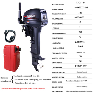 Motor Huang Jie de 2 tiempos y 18 CV, propulsor a gasolina, para embarcaciones de pesca, motores de fuerza para botes de goma y lanchas rápidas de 18 HP - Product Image 4