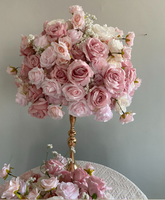 Boule de fleurs artificielles rose poudré, centre de table de mariage, arrangement floral en soie pour la décoration de table d'événements et de fêtes