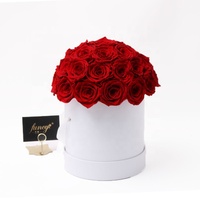Fleur éternelle pour toujours personnalisée boîte-cadeau de rose préservée arrangement en forme de dôme véritable naturel de longue durée pour la Saint-Valentin