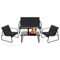 Ensembles de mobilier d'extérieur moderne Vente directe d'usine Bois de rotin avec canapé Table basse en verre pour villa Plage Parc Jardin