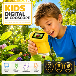 Microscope numérique portable pour enfants avec écran IPS et 8 lumières LED, microscope portable pour enfants, garçons, filles, cadeau STEM - Product Image 1