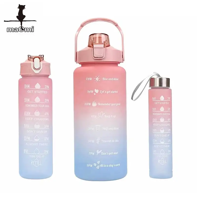 3 in 1 set 64oz 32oz 16oz Time Marker grandi borracce a tenuta stagna mezzo gallone 2L brocche d'acqua per sport palestra viaggio BPA Free