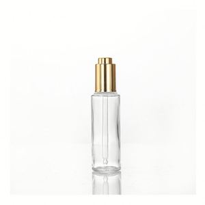 Empty Clear Frosted Fine <b>Mist</b> Skin Care Glass Essential Oil <b>Bottle</b> Gold Silver Press Dropper Empty Transparent Glass <b>Bottles</b> - Product Image 3