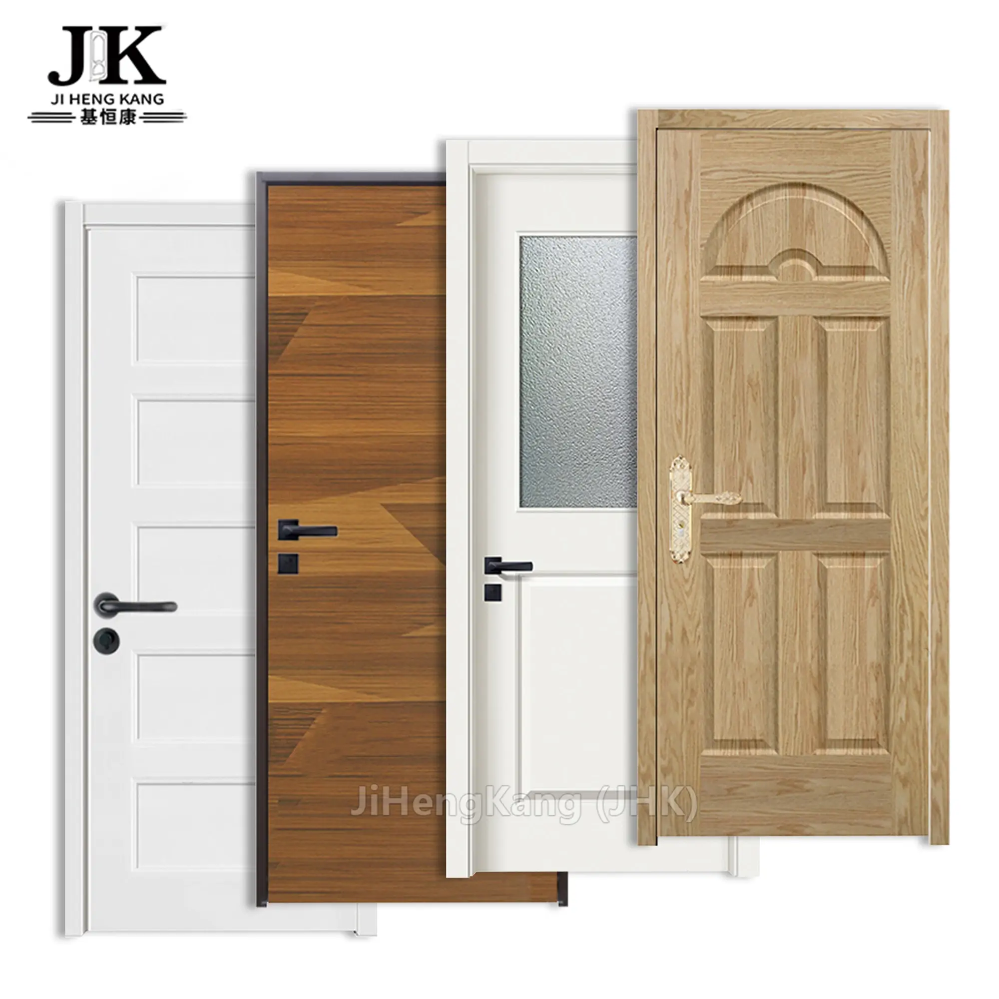 Jhk-gỗ Veneer Lót Màu Trắng Cửa MDF Cửa Kính Melamine Cửa