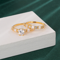 Ensemble de bagues de mariage pour couple, serties de zircon CZ, plaqué or 18 carats, bijoux en gros, bague de fiançailles pour femme