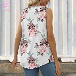 Loveda vente en gros femmes été Sexy <span class=keywords><strong>grande</strong></span> <span class=keywords><strong>taille</strong></span> <span class=keywords><strong>sans</strong></span> manches dentelle plissée col rond décontracté <span class=keywords><strong>gilet</strong></span> ample - Product Image 4