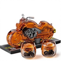 Carafe à whisky en forme de moto, cadeau, bouteille à liqueur en verre |   Bouchon de bouteille, design en relief, verre transparent, décoration de bar, whisky et spiritueux