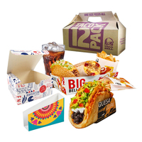 Boîtes à tacos jetables personnalisées avec logo pour restaurant, emballage alimentaire à emporter, support de tacos, conteneur pour tacos à emporter