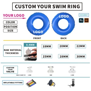 Tubo da Nuoto Ecologico in PVC Multi-Misura, Ciambella Gonfiabile a Forma di Sirena o Anguria per Piscina, Anello Galleggiante per Bambini - Product Image 5
