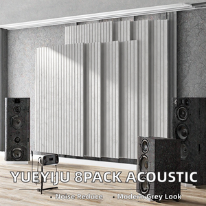 Paneles Acústicos de Fibra de Poliéster Gris, Paquete de 8, Autoadhesivos, Listones Absorbentes de Sonido para Decoración de Paredes de Hogar, Oficina y Estudio - Product Image 2