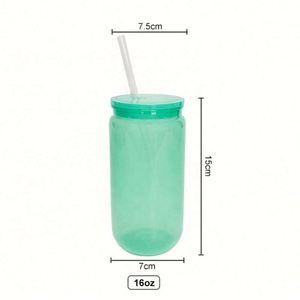 Gobelets à smoothie en plastique sans BPA personnalisables de 16 oz avec pailles pour DIY, cadeaux personnalisés pour le camping et les entreprises - Product Image 2