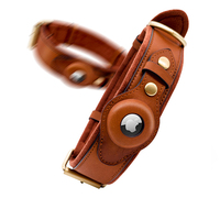 Collar Inteligente para Perro con Airtag, GPS Personalizado, Diseño de Lujo con Lazo a Rayas, Cierre de Remache, Cuero, Tamaños para Razas Pequeñas/Medianas/Grandes