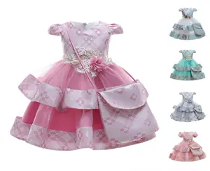 Children 2020 Summer Princess lace fold dress bag embroidered flowery flower performance casual wear for girls