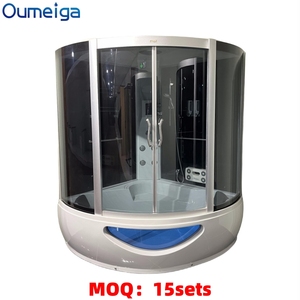 Oumeiga Cabine de douche à vapeur à hydromassage Cabines de spa en verre trempé avec lampe de toit et éclairage de fond pour salle de bain - Product Image 2
