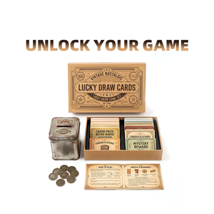 Boîte rigide en carton gris épais avec séparateurs personnalisés, conception clé en main pour promotion événementielle, jeu de cartes vintage pour <span class=keywords><strong>tirage</strong></span> au sort - Product Image 2