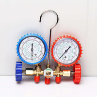 Pasokan pabrik R134a R22 pengukur tekanan pendingin katup Meter ganda tabung Fluorine untuk peralatan Fluoride kendaraan AC
