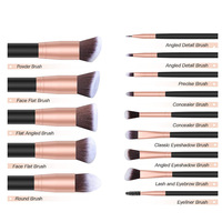 Grosir 14 buah Set kuas Foundation Label kustom kuas kosmetik Makeup harga murah dengan rambut sintetis untuk penggunaan wajah