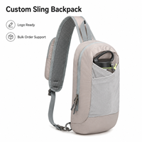 Sac bandoulière personnalisé avec logo pour hommes et femmes, sac à dos à bandoulière avec trou pour écouteurs, sac à dos de jour pour les sports de plein air