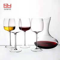 Verres sur pied classiques personnalisés en cristal taillé avec gros ventre sans plomb, gobelet faits à la main, lot de 6 carafes à vin rouge
