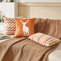 Buti personnalisé Style bohème Orange velours jeter taie d'oreiller carré brodé point coussin géométrique Boho canapé décoratif