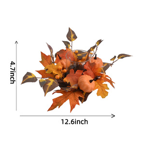 Couronne de fleurs artificielles citrouille et feuille d'érable pour décorations de table de Thanksgiving, mariage, anniversaire, Halloween, Saint-Valentin - Product Image 6