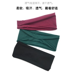 Diadema deportiva para mujer, banda elástica ancha para el cabello, que absorbe el sudor, para Fitness, Yoga, correr, banda para el cabello informal de tela, verano 2022 - Product Image 4