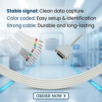 Compatible avec Fukuda Denshi FCP 4101A, câble EKG à connexion directe ECardiMax FX-102F, 10 fils, 4,0 mm, câble EKG AHA