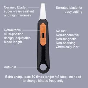 MIDDIA Safety Ceramic Box Cutter With Sawtooth Edge Zirconia Knives Cardboard Carpet Technical Utility Knife