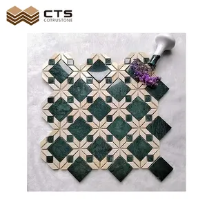 Factory Price Green Nature Marble Mosaic Bathroom Wall Tiles for Swimming Pool Green Flower