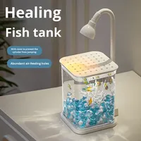 Aquarium de bureau rectangulaire mini LED moderne, éclairage ultra-clair, écologique, accessoire d'aquarium en acrylique