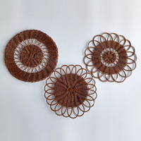 Set de table élégant en rotin tressé de 30 cm en forme de fleur, style bohème, pour cuisine, restaurant et décoration
