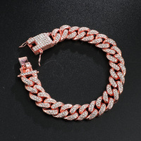 Collier de luxe personnalisé de haute qualité pour animaux de compagnie, chaîne large en métal, style cubain, avec diamants étincelants, pour chat et chien