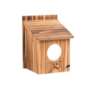 Nichoir en bois rectangulaire couleur bois naturel simple couche pour nidification des oiseaux en extérieur - Product Image 5