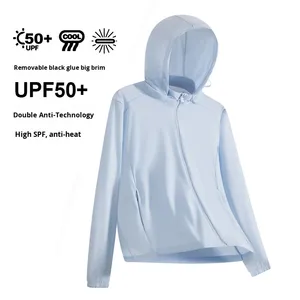 <span class=keywords><strong>Abbigliamento</strong></span> Estivo Protettivo Solare Nuovo in Seta Ghiaccio Leggero Traspirante UPF 50+ Antirughe con Motivo 3D e Colletto con Bottoni - Product Image 3