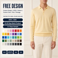Fabricant OEM ODM – Pull pour homme à col rabattu, boutonné, manches longues, avec poignets et ourlet côtelés, style Old Money – Vente en gros